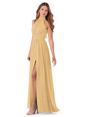 Bridesmaid Dresses: High Neck Chiffon with Bow