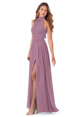 Bridesmaid Dresses: High Neck Chiffon with Bow