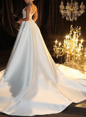 Sleeveless Sweetheart Satin/Sequined Trumpet/Mermaid Wedding Dresses