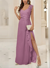 Sweetheart Sleeveless Floor-Length Chiffon Bridesmaid Dresses With Lace