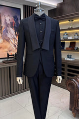 Black Shawl Lapel 3-Piece Wedding Men's Suit