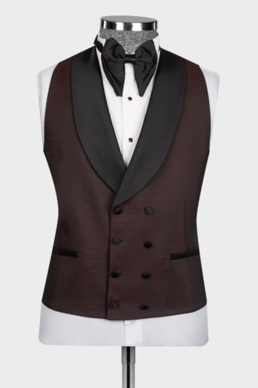 Brown Shawl Lapel 3-Piece Wedding Men Suit