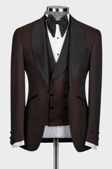 Brown Shawl Lapel 3-Piece Wedding Men Suit