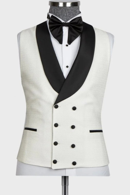 White Shawl Lapel 3-Piece Men's Wedding Suit