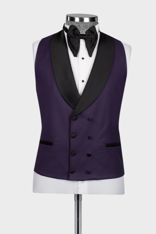 Purple Shawl Lapel 3-Piece Wedding Suit