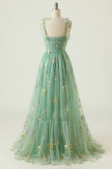 Champagne Prom Dress A-Line Embroidered Bowknot Sleeveless Party Dress