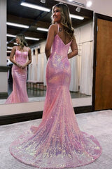 Purple Sequin Prom Dress Long Mermaid Corset Evening Dress