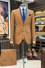 Gold Notched Lapel Business Suit for Men