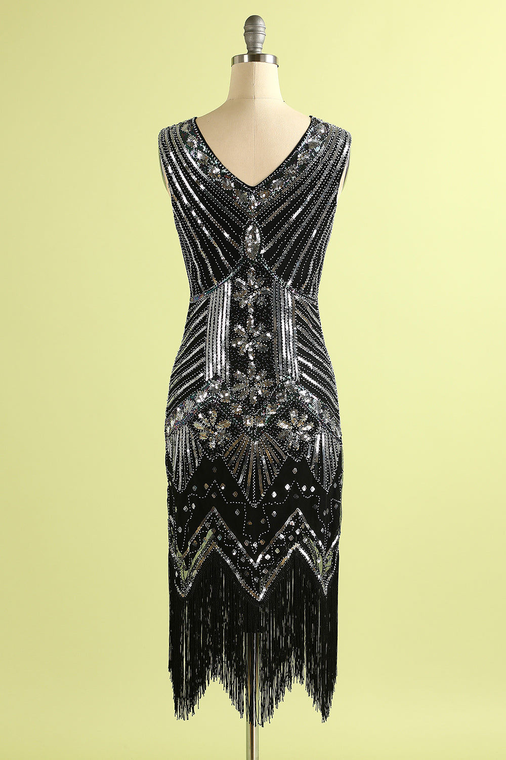 1920s Black and Silver Sequined Dress