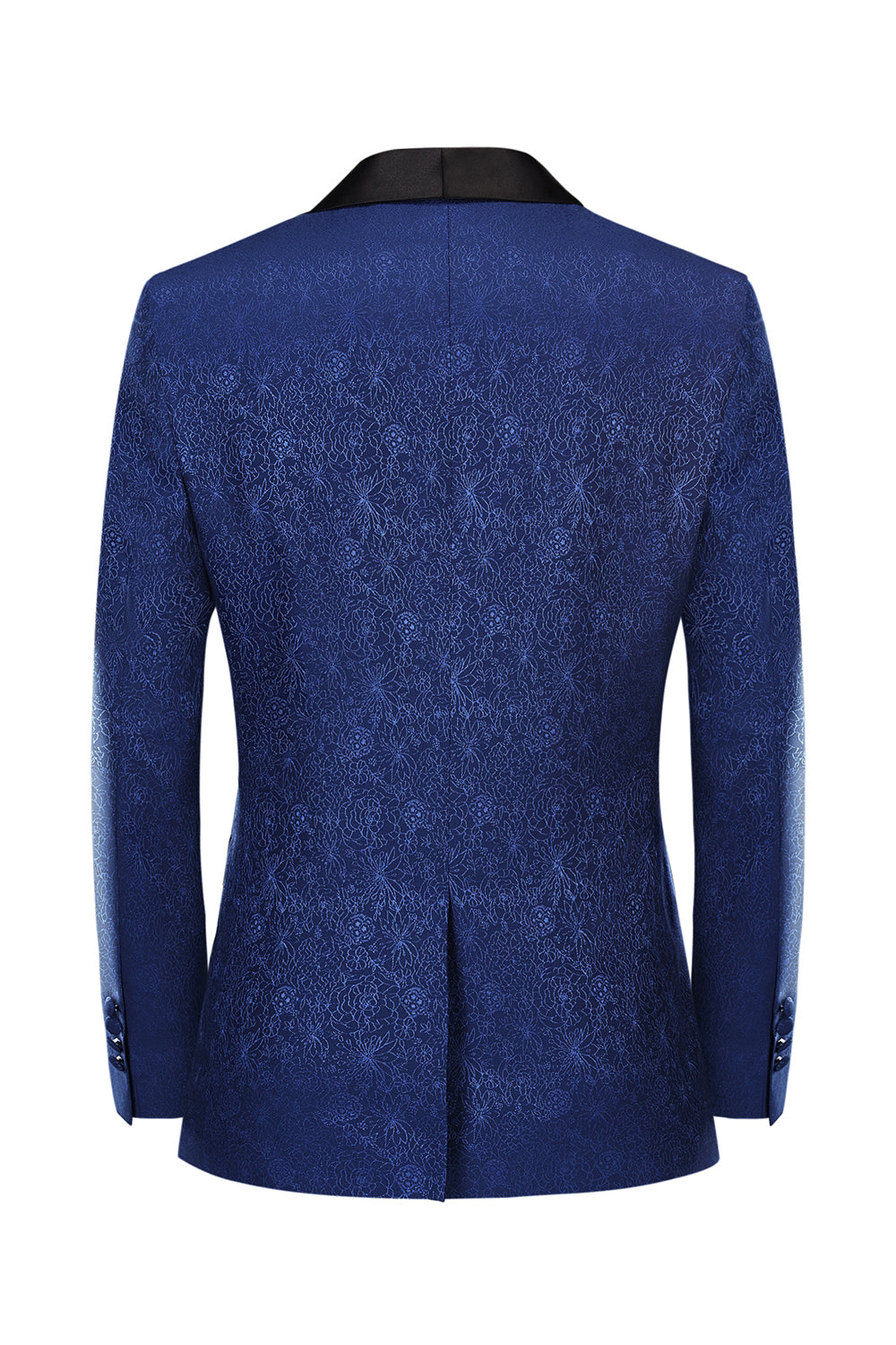 Dapper Royal Blue Jacquard One-Button Shawl Lapel Prom Homecoming Blazer