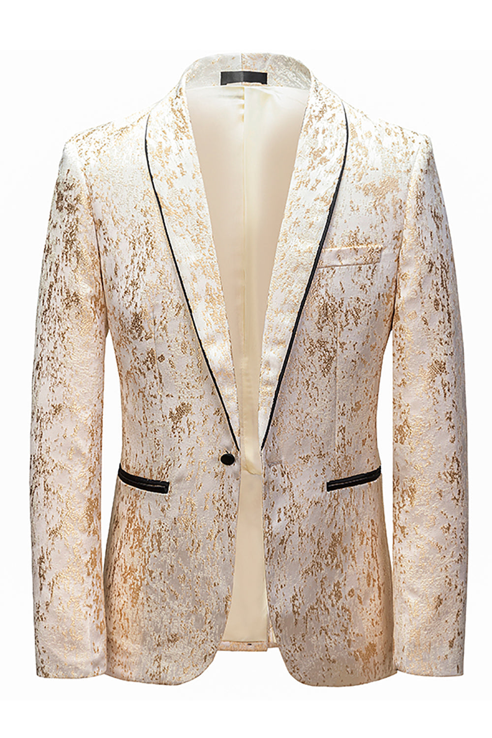 Elegant White Jacquard Men's Blazer