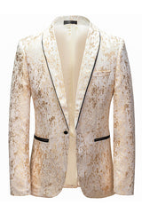 Elegant White Jacquard Men's Blazer