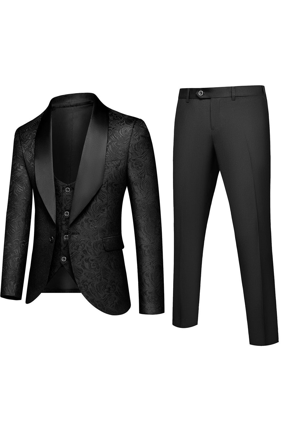 Classic White Jacquard 3-Piece Men's Prom Suit