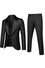 Classic White Jacquard 3-Piece Men's Prom Suit