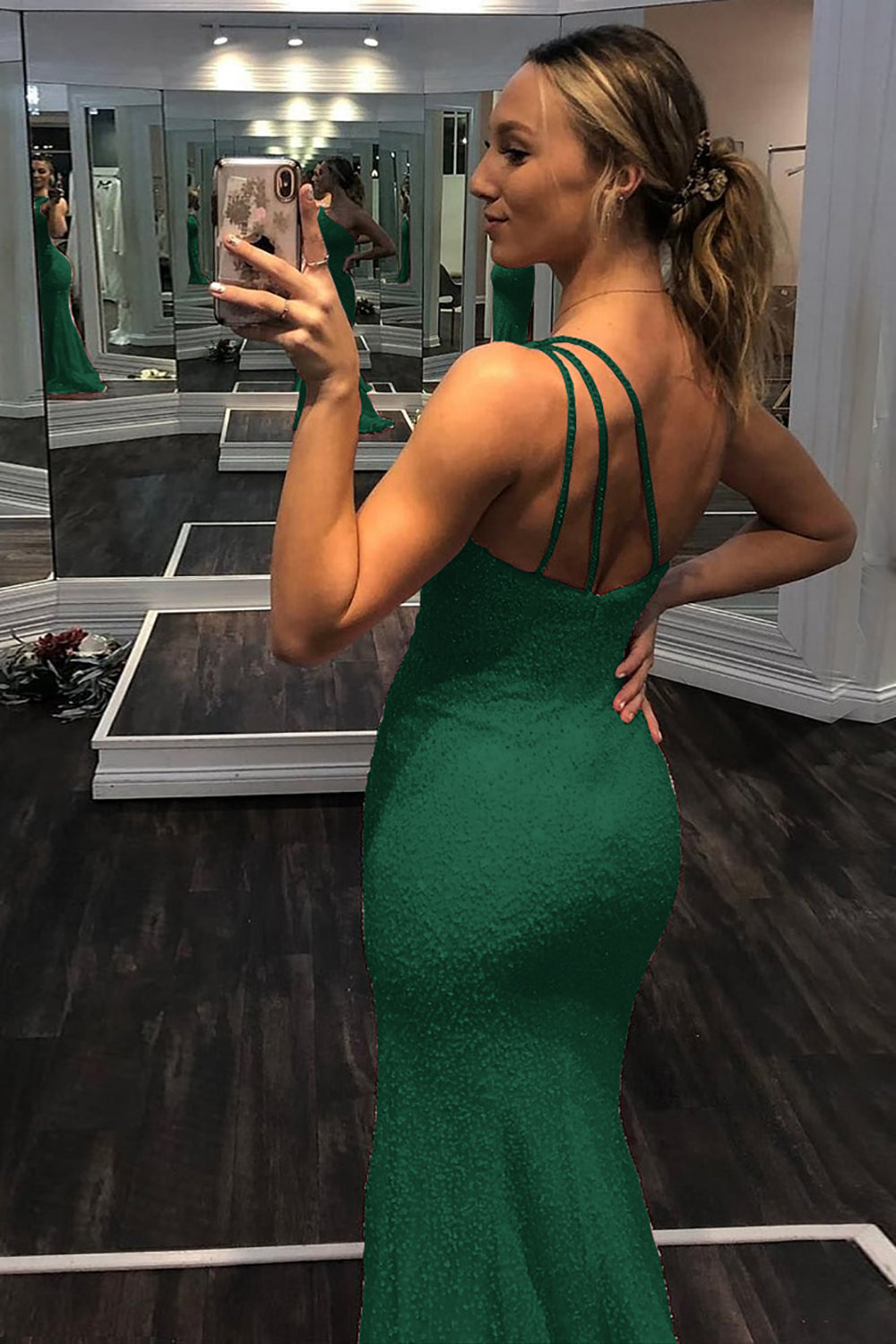 One Shoulder Sequins Mermaid Prom Dress with Slit