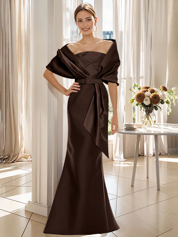 2-Piece Floor-Length Trumpet Dresses for Mother of the Bride & Groom with Wrap