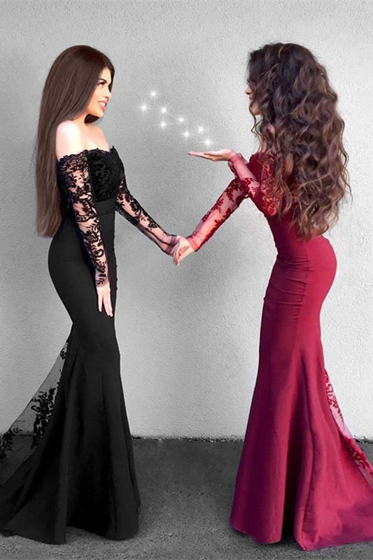 Long Sleeve Lace Mermaid Evening Dress