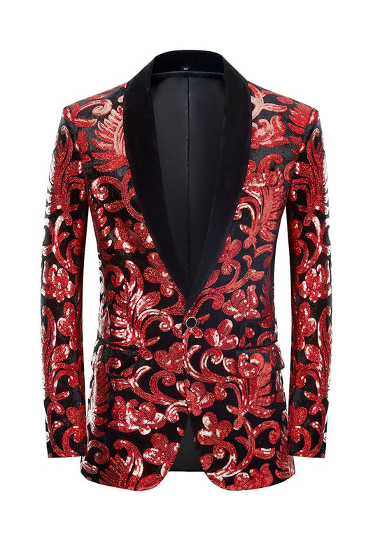 Dazzling Red Sequins 2-Piece Men's Suit