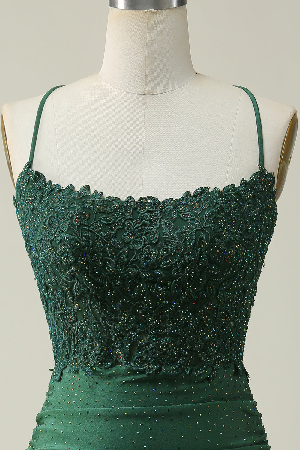 Dark Green Beaded Short Tight Homecoming Dress with Appliques