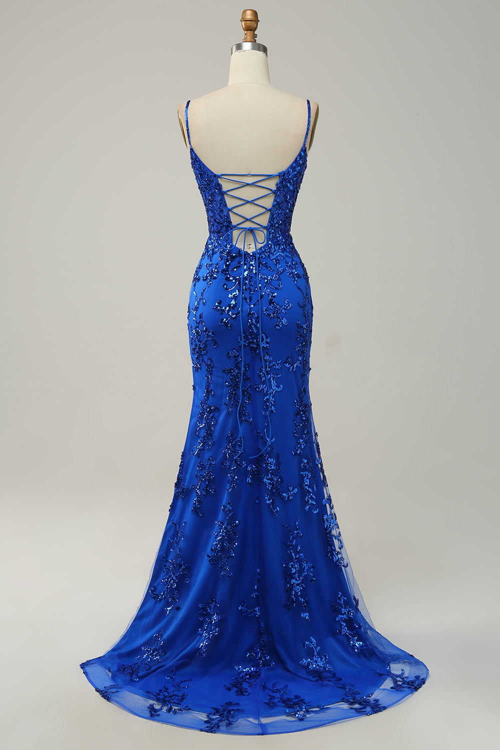 Sparkly Blue Sheath Sequins Long Prom Dress with Slit