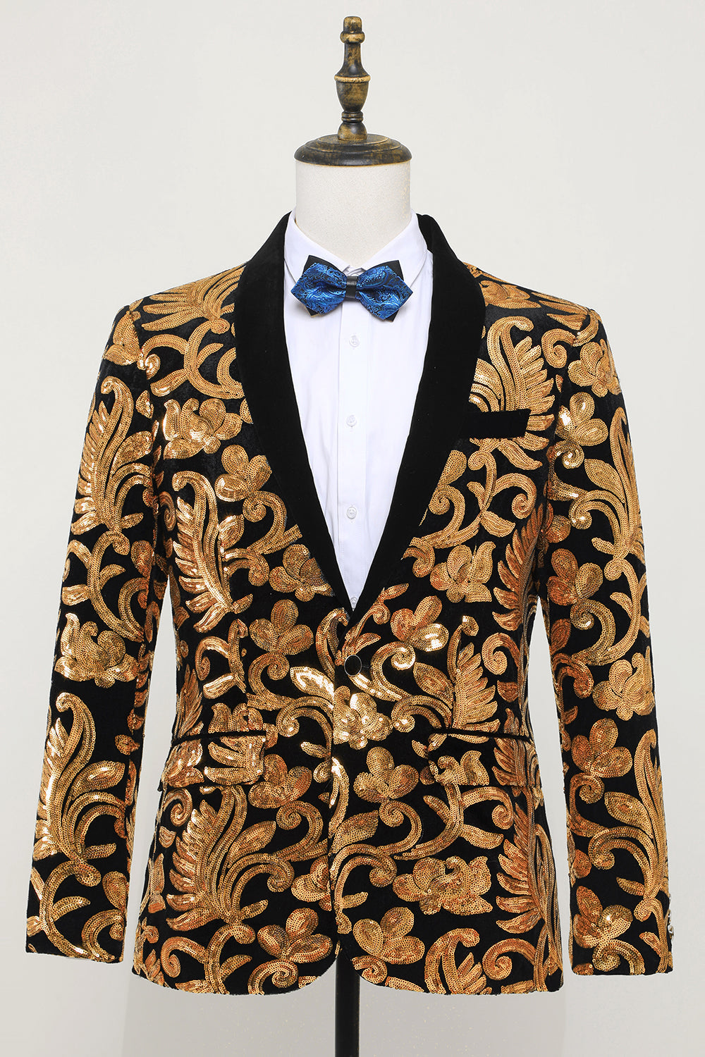 Stylish Men's Blazer Slim Fit Solid One-Button Gold Suit Jacket