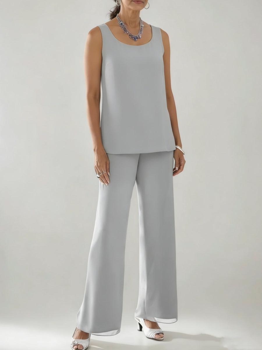 3 Pieces Scoop Neck 3/4 Sleeves Ankle-Length Mother of the Bride Pantsuits with Lace & Sequins & Jacket