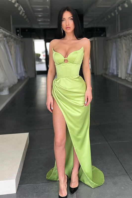 Light Green Sweetheart Mermaid Evening Dress with Split