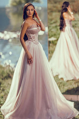 Charming Silver Long Evening Dress Off-the-Shoulder Sleeveless with Applique Tulle Pleats