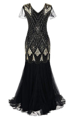 1920s Sequin Flapper Long Dress