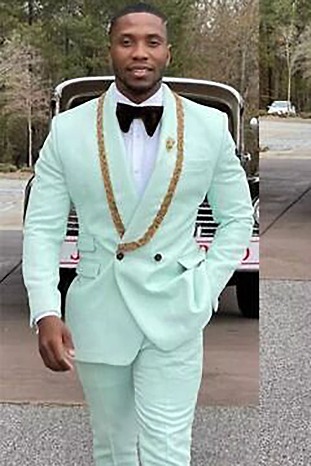 Trendy Light Green Shawl Lapel Prom Suit for Men