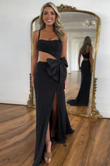 Sparkly Black Mermaid Sequined Long Prom Dress with Bow