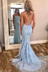 Pink Mermaid Long Prom Dress with Appliques