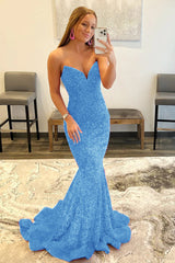 Strapless Sequins Black Mermaid Prom Dress