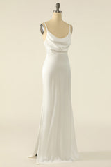 Effortless Ivory Satin Simple Bridal Dress