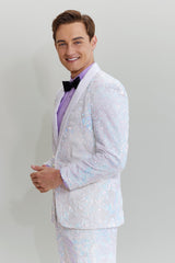 Sparkly White Sequined 2-Piece Men's Prom Homecoming Suit