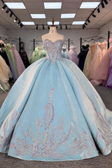 Blue Quinceanera Dress Sweet 15 Evening Dress Crystal Beading Ball Gown Dress