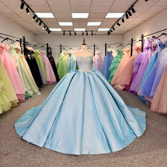 Blue Quinceanera Dress Sweet 15 Evening Dress Crystal Sleeveless Ball Gown Sweet 16 Dress