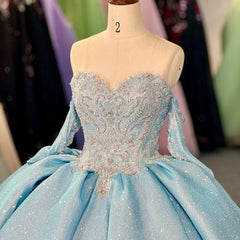 Blue Quinceanera Dress Sweet 15 Evening Dress Crystal Sleeveless Ball Gown Sweet 16 Dress