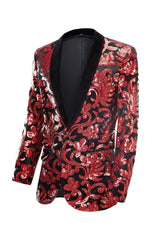 Dazzling Red Sequins 2-Piece Men's Suit