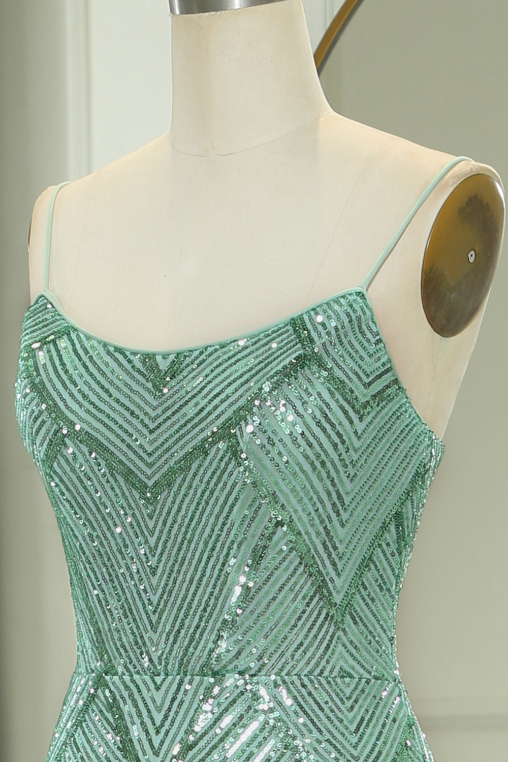 Glitter Green Mermaid Long Prom Dress With Slit