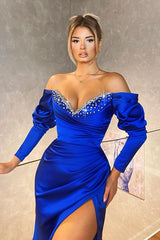 Royal Blue Long Sleeves Mermaid Evening Dress