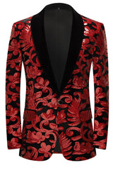 Dazzling Glitter Red Sequins 2-Piece Men's Suit