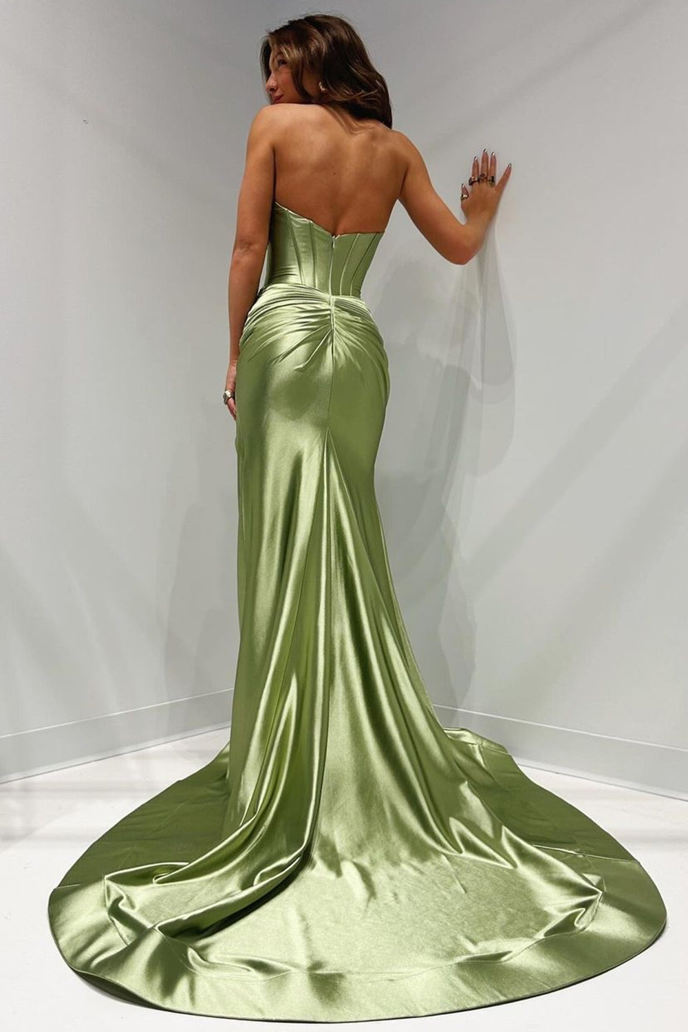 Dark Green Mermaid Sweetheart Long Prom Dress with Slit