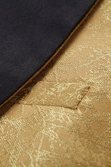 Dazzling Golden One-Button Jacquard Men's Prom Blazer