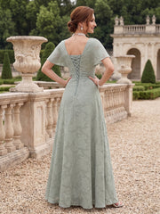A-Line/Princess V-Neck Long Floral Bridesmaid Dresses with Ruffles