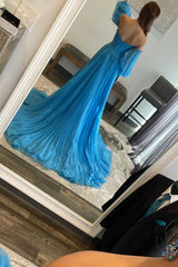 Green Detachable Sleeves Cut-Out Long Prom Dress with Beading