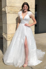 A Line Black Prom Dress Sequined Long Evening Dress with Slit