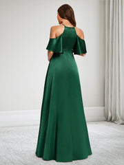 A-Line Cold Shoulder Sleeveless Floor-Length Maternity Bridesmaid Dresses