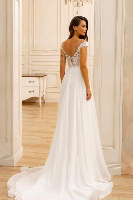 A Line Lace Sweetheart Sleeveless White Beach Wedding Dress Bridal Gown With Appliques Ruffles