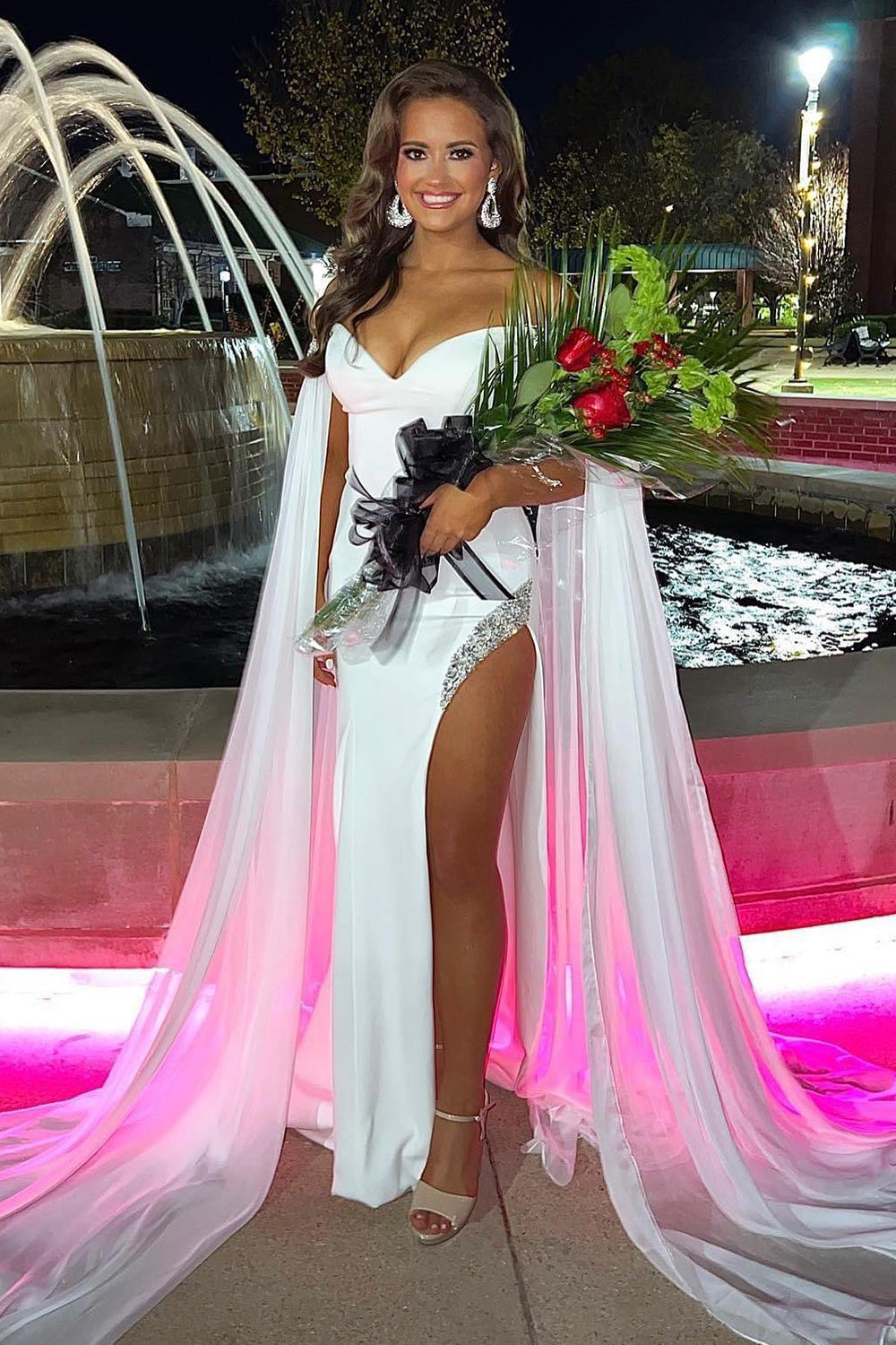 A Line Prom Dress Off the Shoulder Yellow Long Evening Dress with Slit